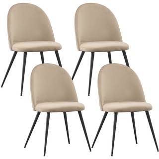 Albatros Esszimmerstühle mit Samt-Bezug 4er Set CAPO, Beige - Stilvolles Vintage Design, Eleganter Polsterstuhl am Esstisch - Küchenstuhl oder Stuhl Esszimmer mit hoher Belastbarkeit