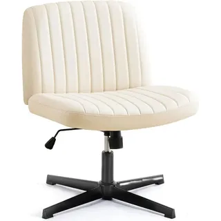ANYSUN Bürostuhl Ohne Armlehne Schneidersitz Stuhl, Drehstuhl höhenverstellbar, Schreibtischstuhl mit Mittlerer Rückenlehne, Schminkstuhl beige