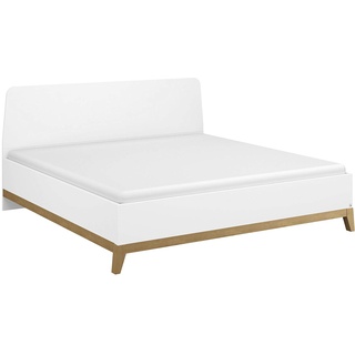 Rauch Möbel Carlsson Bett Doppelbett Futonbett in weiß, Absetzungen/Füße Eiche massiv, Liegefläche 180x200 cm, Gesamtmaße BxHxT 189x97x207 cm