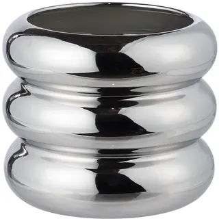 BUTLERS Blumentopf Hoop Steingut Silber Ø 15cm | Übertopf für Kräuter & Pflanzen, Pflanzentopf für innen, Blumenübertopf für Balkon | Dekoration Fensterbank Deko Wohnzimmer