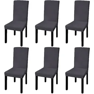 furnicato Stuhlhusse Stuhlhussen Anthrazit 6 Stück für Stühle bis 55 cm Höhe schwarz