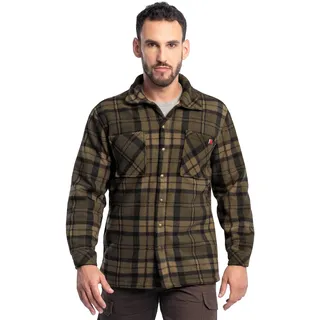 Wrangler Wrangler Riggs Herren-Überhemd Burley Sherpa-Bonded Flanell, Grün/Mehrfarbig, Medium - M