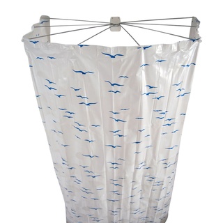RIDDER Sylt Duschspinne, Duschfaltkabine, Ombrella, Badewannenvorhang, Kunststoff (ABS = Acrylnitril-Butadien-Styrol) / Edelstahl/PEVA (Polyethylen-Vinylacetat), blau, 170 cm