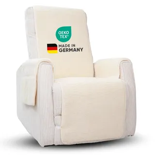 Novaliv Sesselschoner für Relaxsessel Natur - Universeller Sesselschoner mit Armlehne und Fußteil - Schonender Sessel Bezug aus Schurwolle Komfort Sesselbezug Relaxsessel Sesselauflage Sesselüberwurf
