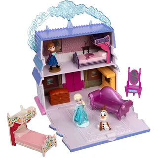 Disney Store Official - Die Eiskönigin - Puppenhaus - 11,5 cm/5" - Once Upon a Story - Spielset - Mit Königin ELSA und Anna, Olaf, Schloss von Arendelle und Spielzeugmöbeln - Ab 3 Jahren geeignet