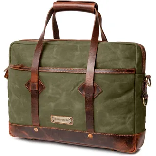 DRAKENSBERG Aktentasche 'Noah' für Herren aus gewachstem Canvas mit Leder - wasserabweisende Laptoptasche, 10L - 15 Liter