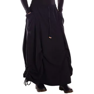 Vishes Maxirock Baumwolle asymmetrisch langer warmer Rock Lagenlook Taschen Alternative Bekleidung, Ethno, Hippie, Retro Style schwarz 36-44