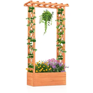 Costway Hochbeet mit Rankgitter 66 x 32 cm Orange