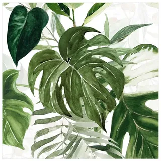 Bilderdepot24 Teppich Vinyl Wohnzimmer Schlafzimmer Flur Küche Tropical modern, quadratisch - grün glatt, nass wischbar (Küche, Tierhaare) - Saugroboter & Bodenheizung geeignet grün 160 cm x 160 cm
