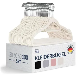 Blumtal Kleiderbügel 100 Stück - Kleiderbügel Samt 360° drehbar und belastbar - Kleiderbügel rutschfest und platzsparend - Kleiderbügel Weiss mit Samtbezug - Samtbügel stabil - Velvet Hangers in Weiß