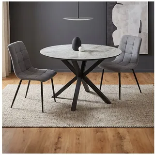 Homestyle4u Esstisch mit 2 Stühlen Essgruppe Polsterstühle 3084