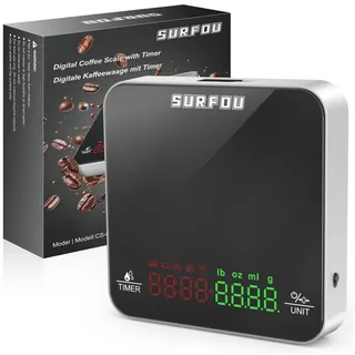 SURFOU Küchenwaage Mini Kaffeewaage mit Timer & USB Akku, 0.1g Präzision, (küchenwaage 0 1g genau,kitchen scale,waage gramm, küchenwage), küchenwaage,küchenwaage digital,waage küche,digitale küchenwaage schwarz