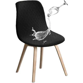 JUNZHE Shell Stuhlhussen, 2er Set Strech Hohen Zurück Stuhlhussen, Abnehmbarer Waschbarer Stühle Schutz, Dekoration Stuhlbezug für Haus, Küche, Esszimmer, Party, Bankett, Hochzeit, Club(Schwarz)