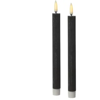 LED Stabkerzen Tafelkerzen Dinner Spitzkerzen rustikal 24cm grau 2St