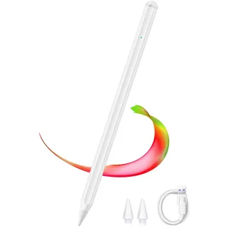 Stylus Stift Kompatibel iPad mit Tastenschalter, OBERSTER Stylus Pen mit Palm Rejection, Neigungsspitze Magnetische Stylus Pencil, Weiß, E08