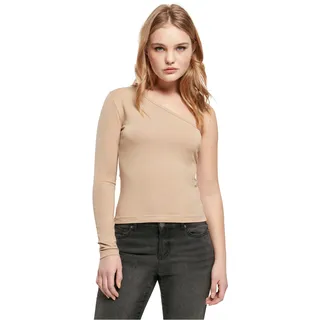 Urban Classics Damen Ladies Asymmetric Longsleeve unionbeige, L - L