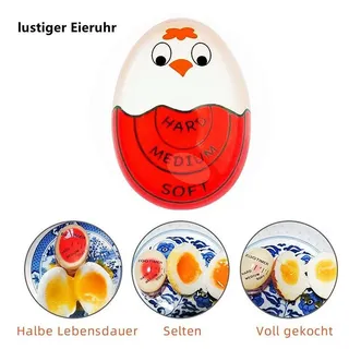 Fivejoy Eieruhr Egg Timer lustiger Eierkocher,Timer für gekochte Eier mit Farbwechsel (Anzeige hart/medium/weich,wiederverwendbar, 1-St) weiß