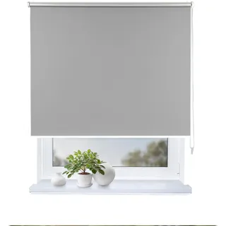 Rollmayer Verdunklungsrollo Thermorollo mit Bohren Seitenzugrollo Thermo Rollo fur Fenster und Tur (Thermo Grau 140x130 cm BxH)