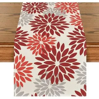 Tischläufer Dahlien Blumen Herbst Weihnachten Küche 40 x 100 cm Rot