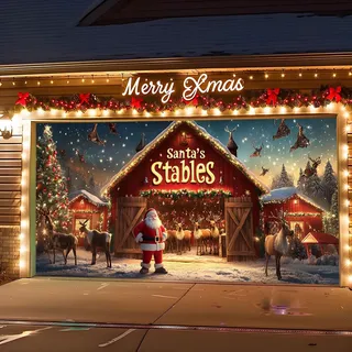 Weihnachtsdekoration für Garagentür, Garagentür-Banner, Weihnachtsmann, Schneemann, Weihnachts-Wandteppich für Außenbereich, Innenbereich, Haus, Feiertage, Party, Foto-Hintergrund