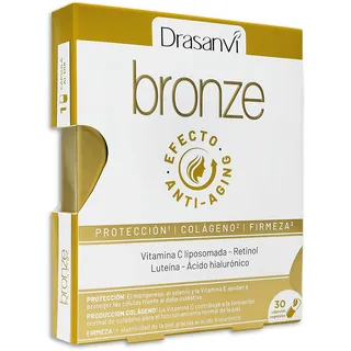 BRONZE ANTI AGING 30 Kapseln DRASANVI | Mit Beta-Carotinen, Lycopin und Lutein, schützt die Haut vor UVA-Strahlen und beugt täglich vorzeitiger Hautalterung vor