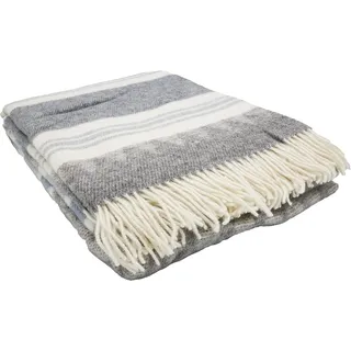 Glaeser home Wolldecke Plaid 100 x 150 cm Grau/Beige/Blau