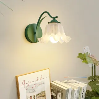 TZSMUM LED Wandlampe Indoor Blumen Design Wandleuchte mit Fernbedienung Wandbeleuchtung Dimmbar 2700K-6500K Wandleuchten Acryl für Schlafzimmer Wohnzimmer Kinderzimmer (Grün)