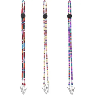 3 Stück Serviettenkette mit Clip Senioren 64 cm Serviettenhalter | Edelstahl Tragbarer Serviettenhalter Serviettenclip im Folklore-Stil für Männer Frauen ältere Menschen Oder Kinder Haustiere