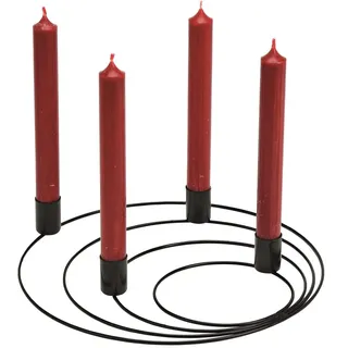 Spiralförmiger Adventskranz Kerzenhalter Schwarz Metall Ø 27 cm – Moderner Kerzenring für 4 Stabkerzen – Minimalistische Weihnachtsdeko Adventsdekoration