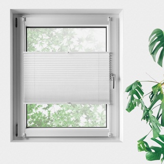 empasa Sonnenschutz Plissee Faltrollo Sichtschutz für Fenster kürzbar, in weiß, grau oder Khaki, ohne Bohren, in Größen 60 x 80 cm, 80 x 100 cm, 100 x 120 cm, 120 x 140 cm, 130 x 150 cm
