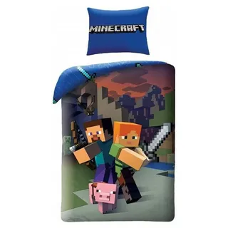 Minecraft Steve and Alex Baumwolle Rosa 140 x 200 cm + 70 x 90 cm
