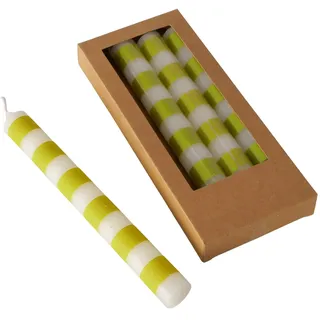 Boltze Stabkerze Stripy (4-tlg., weiß/grün, 20 cm, aus Wachs, verspieltes Design, Stabkerze, Kerze, gestreifte Kerze, Deko) 2061383