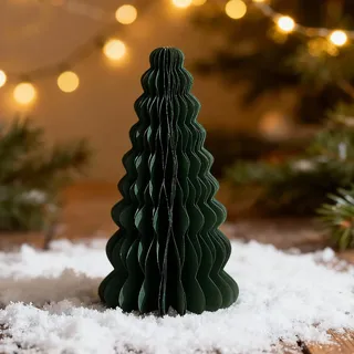 Papier Weihnachtsbaum mit Wabenstruktur, Papier Tannenbaum, Faltbarer Weihnachtsbaum Weihnachten Tischdeko, Weihnachtsdeko Papier-Wabenbaum für Esstisch Schrank Fensterbank Kaminsims (20cm Grün)