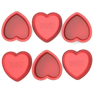 LuxusKollektion Herzkuchenform Backform Herz Silikon Mini Antihaft Klein 6 Stück 10cm Herzbackform x6 rot