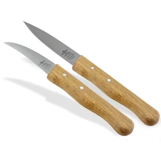 Gemüsemesser aus Solingen 2er Schälmesser Set Messer mit Buchenholzgriff | Obstmesser mit extra scharfer Rostfreier Messerklinge Allzweckmesser für einen präzisen Schnitt