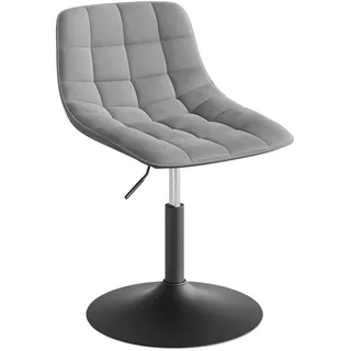 WOLTU Schminktisch Stuhl Hocker für Schminktisch, Schlafzimmer & Esszimmer - Höhenverstellbar, 360° Drehbar mit Rückenlehne, aus Bequemer Samt, Hellgrau