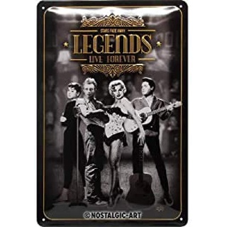 Nostalgic-Art Retro Blechschild, Celebrities – Legends Live Forever – Geschenk-Idee für Beatles-Fans, aus Metall, Vintage-Design zur Deko, 20 x 30 cm