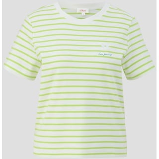 s.Oliver - T-Shirt mit Streifenmuster, Damen, grün|weiß, 34