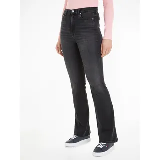 Bequeme Jeans TOMMY JEANS "Sylvia" Gr. 29, Länge 30, schwarz (black30) Damen Jeans High-Waist-Jeans mit Markenlabel