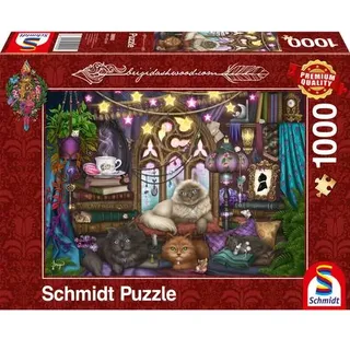 Schmidt Spiele Afternoon Tea mit Katzen, Birgid Ashwood, Erwachsenenpuzzle, Puzzle, ab 12 Jahre, 1000 Teile, 59990