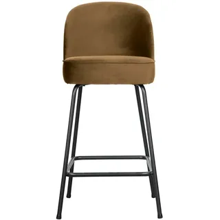 Woood Barhocker Vogue aus Samt, modern und gepolstert, honiggelb, Metallgestell schwarz, 65 cm Sitzhöhe