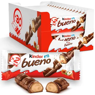Kinder bueno Schokoriegel | 30 Packungen mit je 2 Einzelriegeln (30 x 43 g)