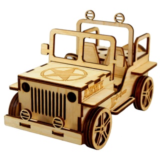 3D-Jeep aus Holzpuzzle von StonKraft - Schreibtisch-Organiser, Stifthalter, Kartenhalter - einfach zu montieren 3D-Holzpuzzle - Bausatz für Schulprojekt