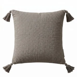 Homescapes Musselin-Kissen 45 x 45 cm Grau