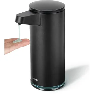 AIKE SensePro Seifenspender Automatisch, USB-C aufladbar, Edelstahl 380ml für Flüssigseife Schwarz Matt