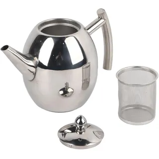 Fyearfly Metall Teekanne mit Sieb, 1 Liter Große Edelstahl Teekanne, Wasserkocher Teekessel Kaffeekanne mit abnehmbarem Teefilter für Home Hotel Restaurant Loser Tee(1L)