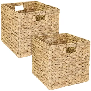 HMF Aufbewahrungskorb geflochten aus Wasserhyazinthe Seegras 32 x 34,5 x 32 cm beige