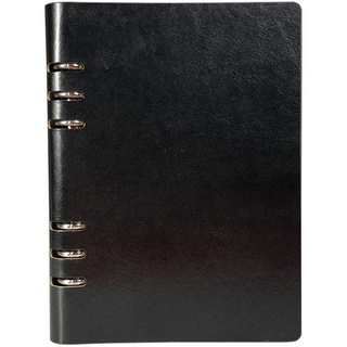 Nachfüllbares A5-Notizbuch, PU-Leder, lose Blätter, Notizblock, klassisch, liniert mit Tasche für Business-Meetings, Reisetagebuch (schwarz)