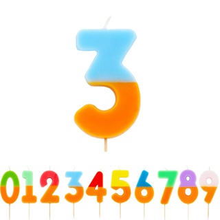 Talking Tables Orange und Blau Kerze Zahl 3 für Kuchen | Bunte Geburtstagstortenaufsatz Dekorationen für Kinderparty, Jungen 13., Mädchen, Jahrestag, Meilenstein