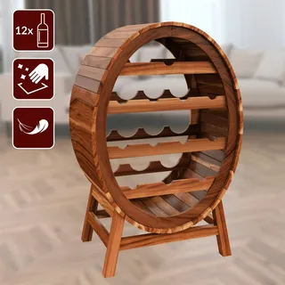 CASARIA Weinregal 12 Flaschen Weinfass Weinständer Akazie Holz